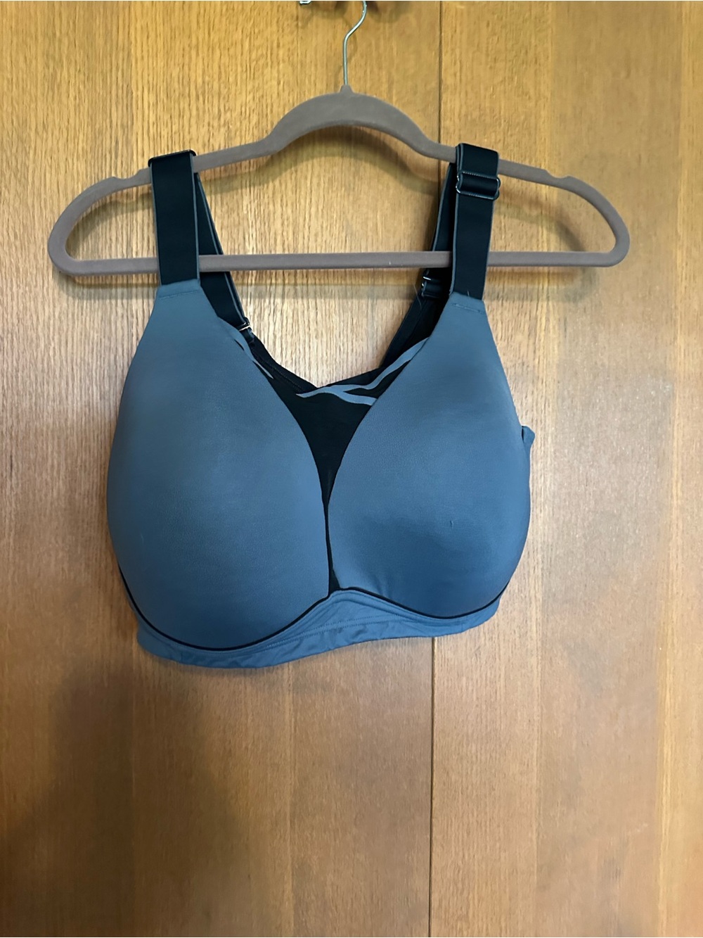 Livi Active Slate Blue and Black Molded High-Support Sports Bra